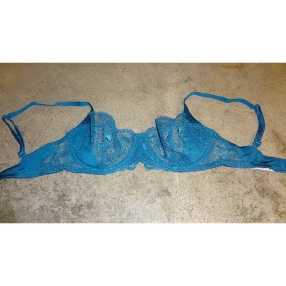 CALVIN KLEIN Sensual Sling Lace Balconette Underwire Bra #QF1197 Teal Blue 32A - Picture 2 of 5